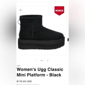 Womans classic Ugg mini platform size 8 black worn once